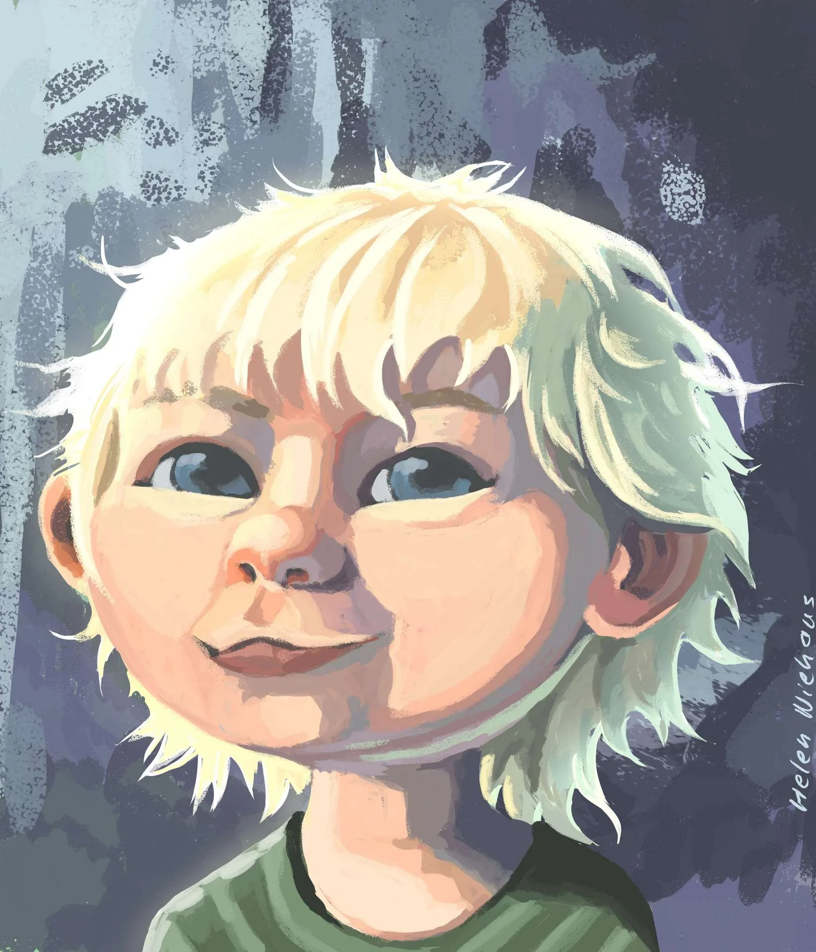 Portrait in forest illustration